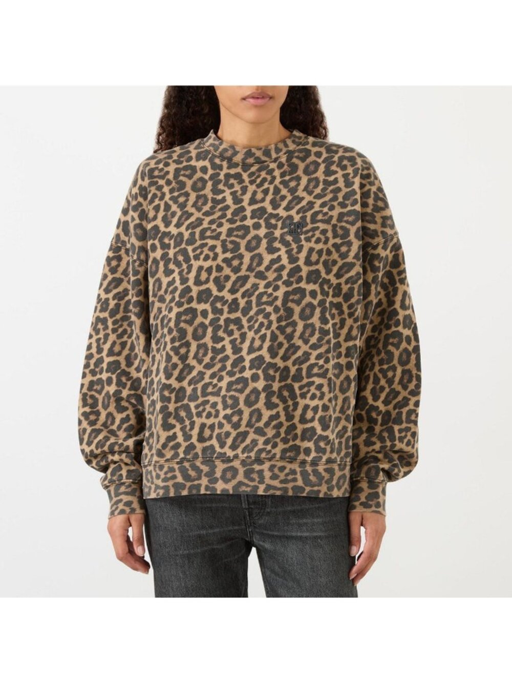 Anine Bing Miles Sweatshirt Leopard Print Size M Oversized Crewneck Small
